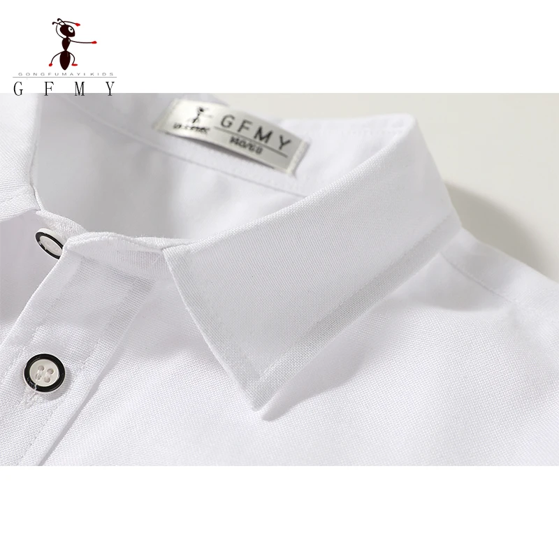 الأطفال قميص أبيض بأكمام طويلة الأزرق زي مدرسي النمط الروسي لربيع الخريف الأعمار 3-12 موضة جديدة التلبيب بلوزة