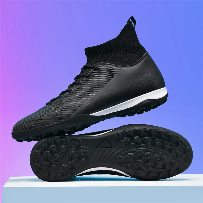 زوج من أحذية كرة القدم الجلدية العلوية عالية الجودة للأطفال في الفصول الأربعة، أحذية كرة قدم مقاومة للاهتراء، مقاسات 34-46، HXH-2607G-1