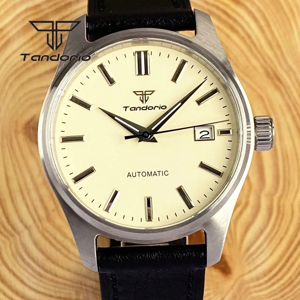 Tandorio Fashion 39mm Stainless Steel Pilot Men's Watch Automatic NH35/Miyota 8215 Movt 20BAR Waterproof Date AR Sapphire Glass