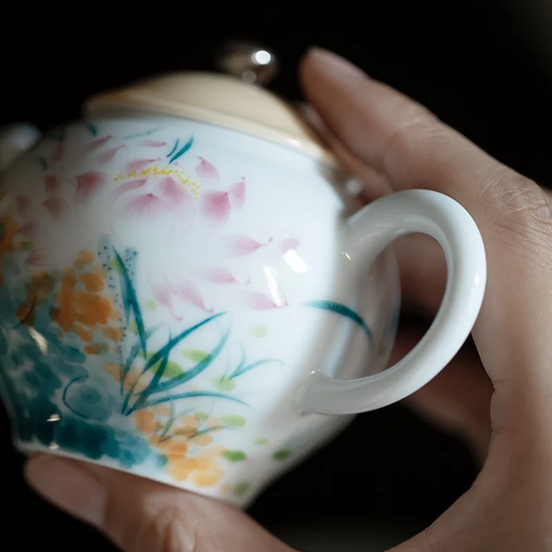 Wuluo Jingdezhen Underglaze Hand-Painted Teapot With Filter Handmade Ceramic Pot Kung Fu Tea Set
