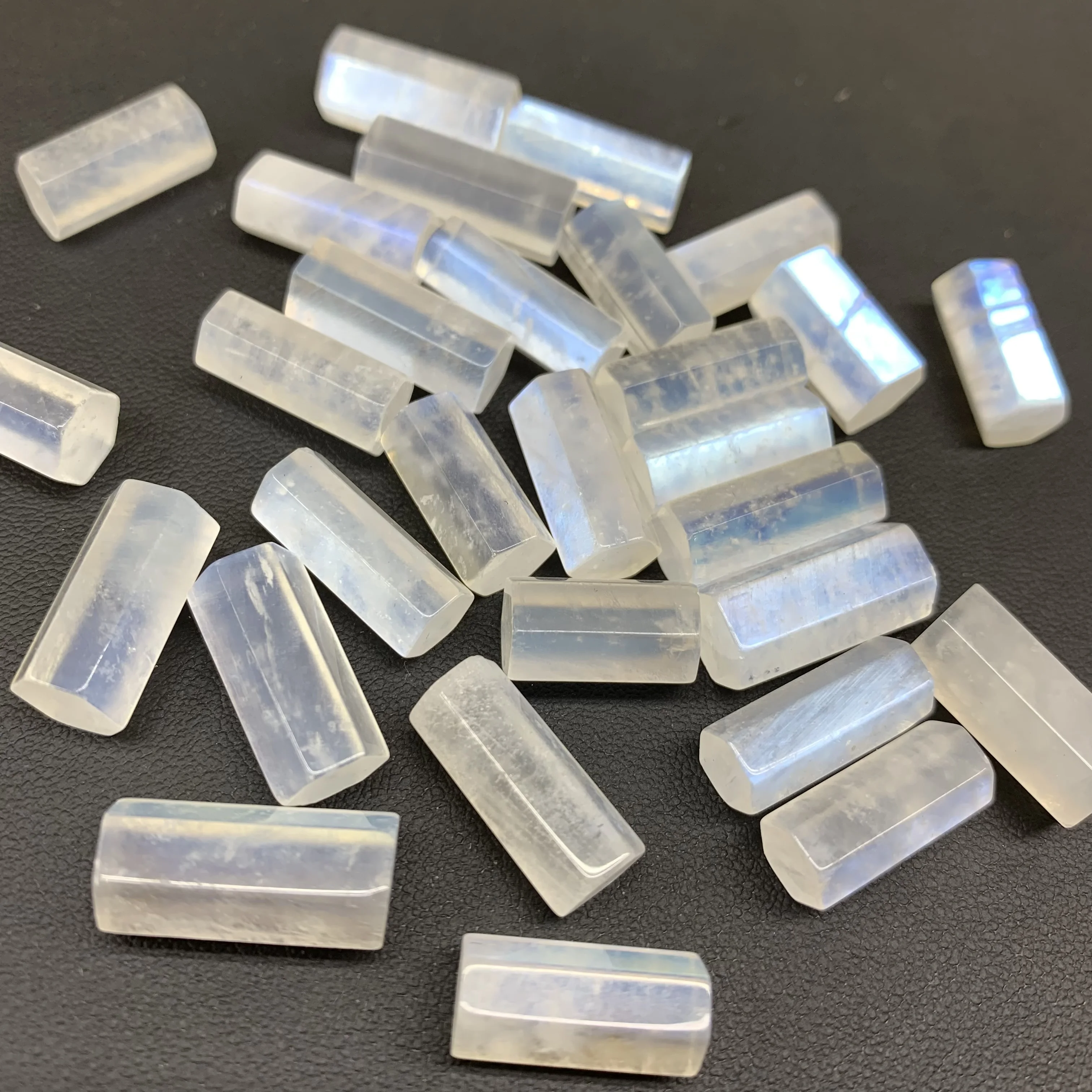 Natural White moonstone hexagonal prism for Jewelry accessories