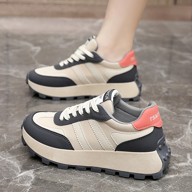 Women Platform Sneakers Casual Fashion Sports Shoes Lace Up Mixed Colors Shoes Outdoor Running Walking Sneakers For Female 35-40