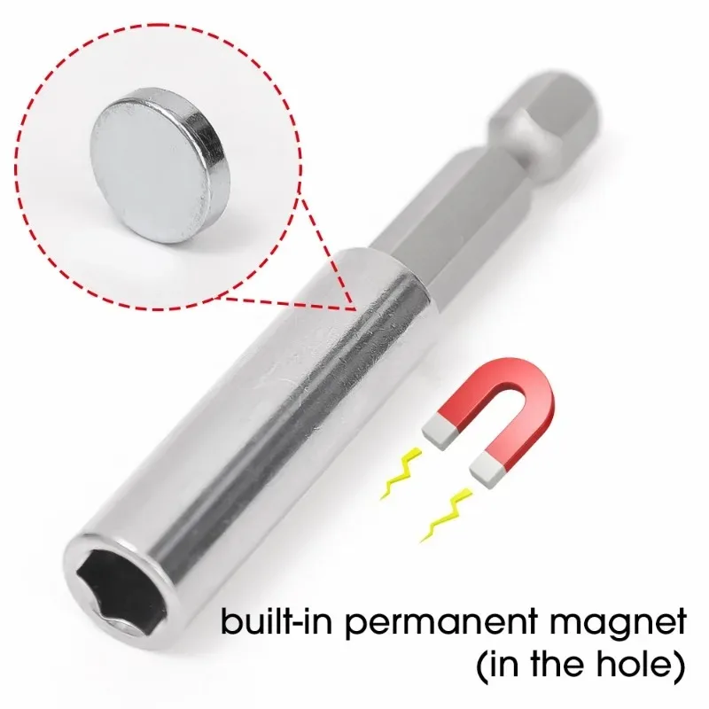 Magnetic Screwdriver Extension Hexagonal Handle Extended Connecting Rod Steel Screwdrivers Bit Holder Woodworking Tools Parts