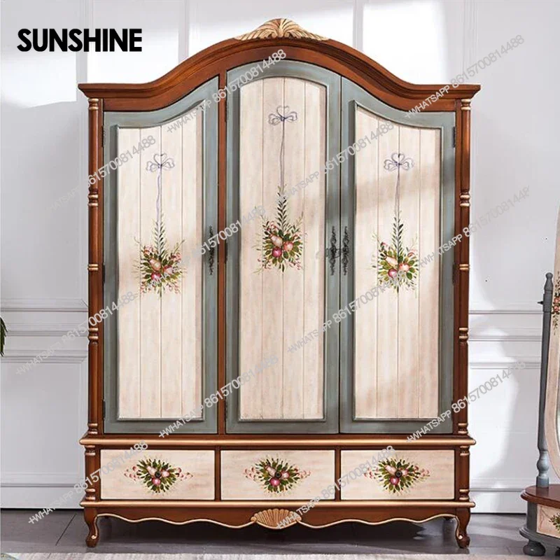 Nordic Vintage Wood Wardrobes Orgnizer Aesthetic Wooden Bedroom Wardrobes Clothes Display Drawer Guarda Roupa Furniture Home