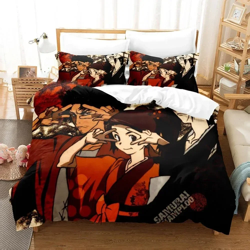 

Anime Samurai Champloo Printed Bed Set Duvet Cover Pillowcase Bedding Set Bed Linen Sheet Quilt Cover Full Queen King Size