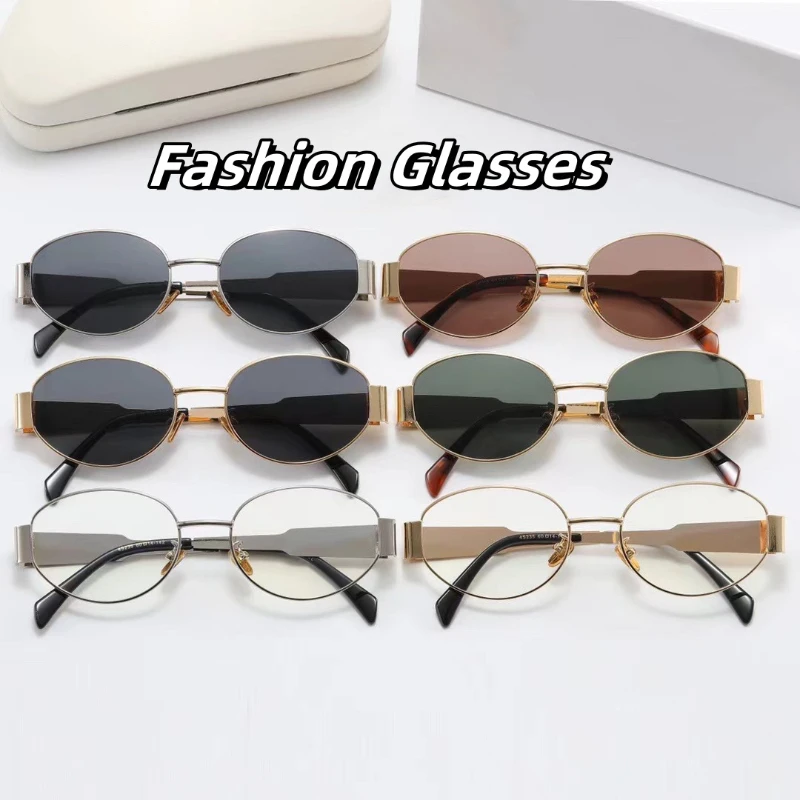 Women Ladies Girls Vintage Round Frame Eyewear Eyeglasses Ultra Light Men Metal Elliptical Sunglasses Fashion Design Eyeglasses