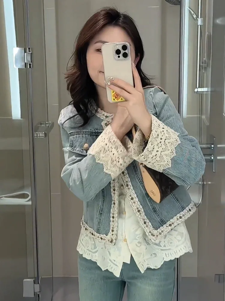 Blue Denim Short Jacket Women's Spring Autumn 2026 New Fashion Design Sensation Youthful Top Commute Style Straight Cut