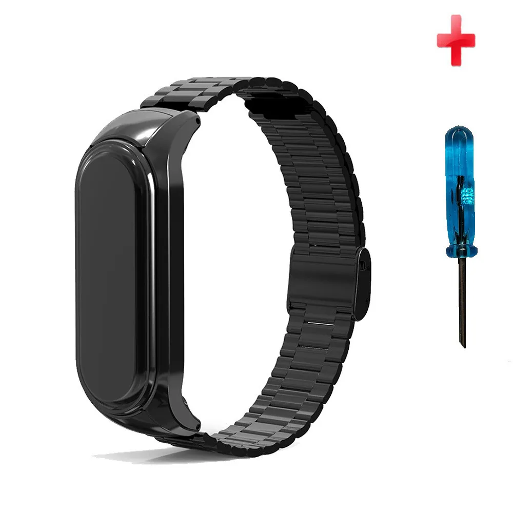 Gold Sliver Straps  For Xiaomi Mi Band 6 5 4 3 Pulseira Smartwatch Watchbands For Miband 6 5 Mi Band6 Band5 Stainless Steel Belt