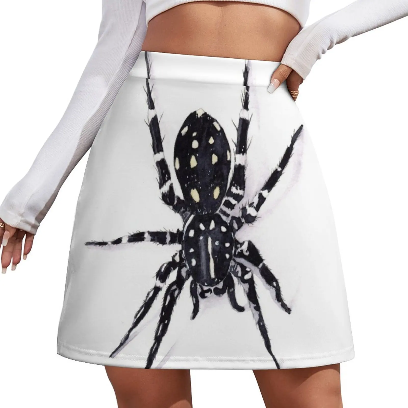 

White Spotted Swift Spider Mini Skirt night club outfits Kawaii mini denim skirt korean women's clothes Mini Skirt
