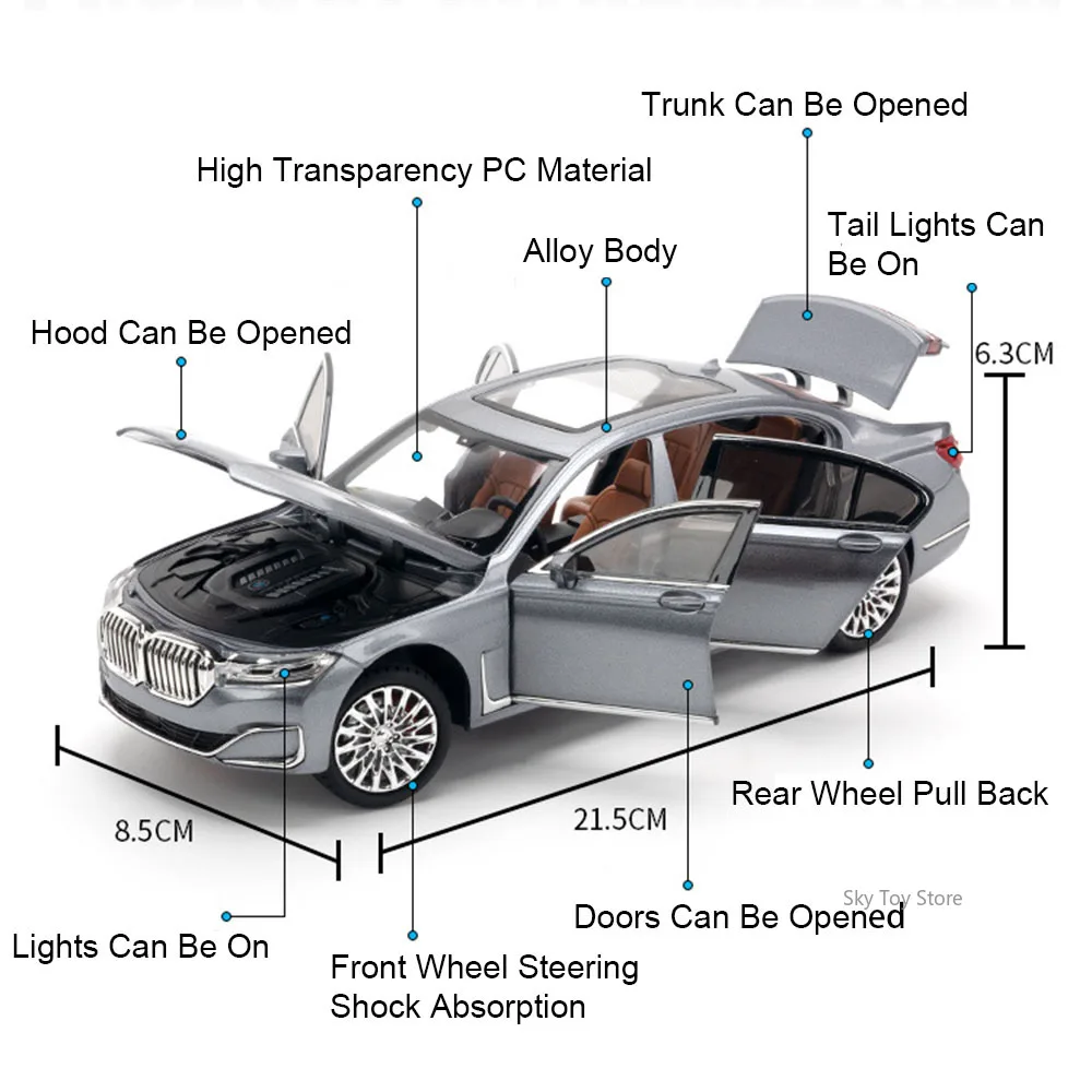 1:24 les 7 760Li voiture jouets M3 GTR modèle en alliage moulé sous pression portes ouvert son lumière retirer voitures miniatures enfants cadeaux de noël