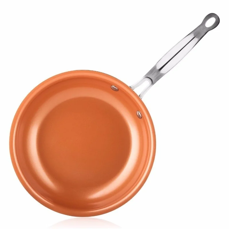 8/10/12 Inch non-stick Skillet Copper Frying Pan With Ceramic Coating Induction Cooking Frying Pan oven Dishwasher Safe Saucepan