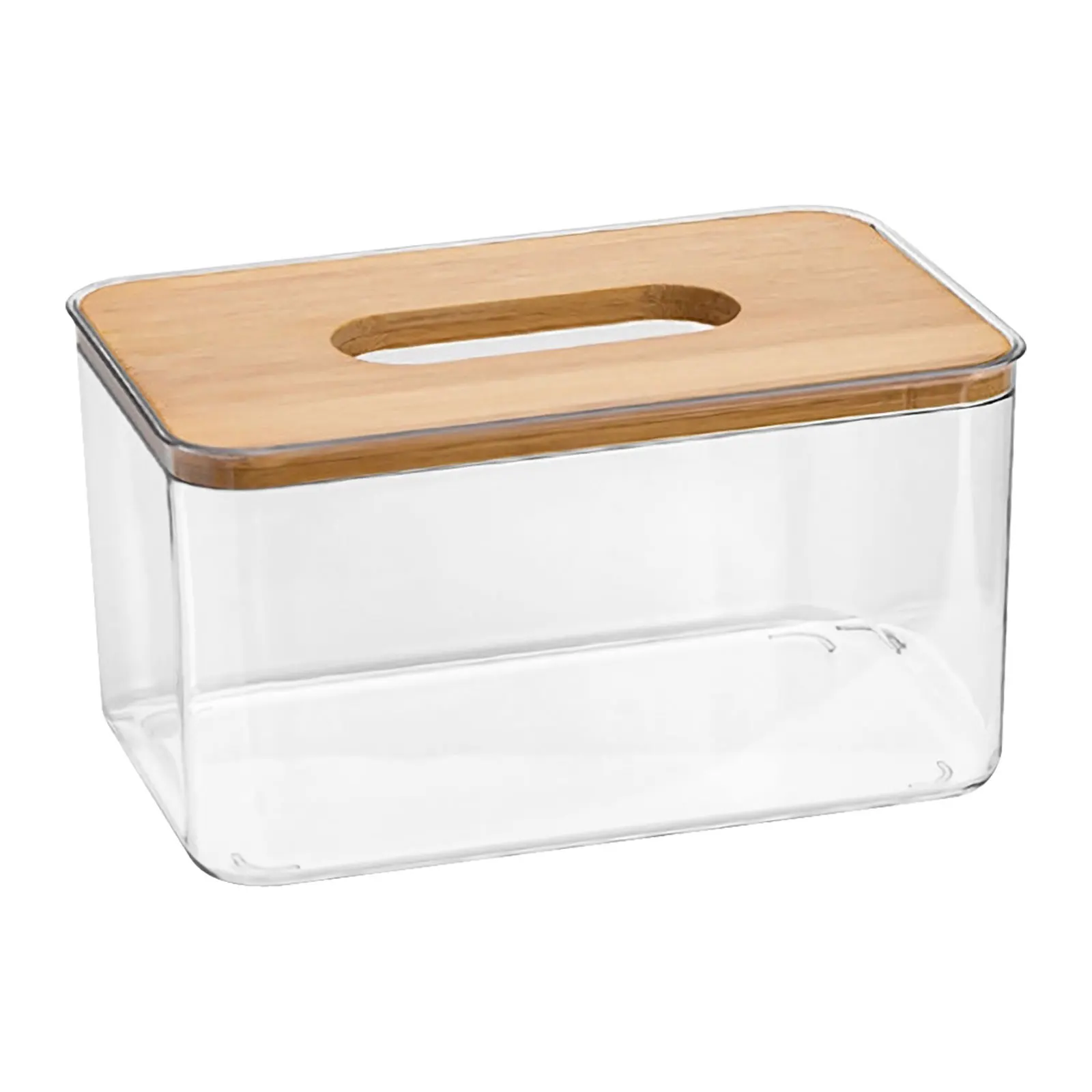 

Napkin Box Tissue Organizer Paper Towels Car Tissues PET Cube Compact LightWeight Bamboo Wood Storage Home Office