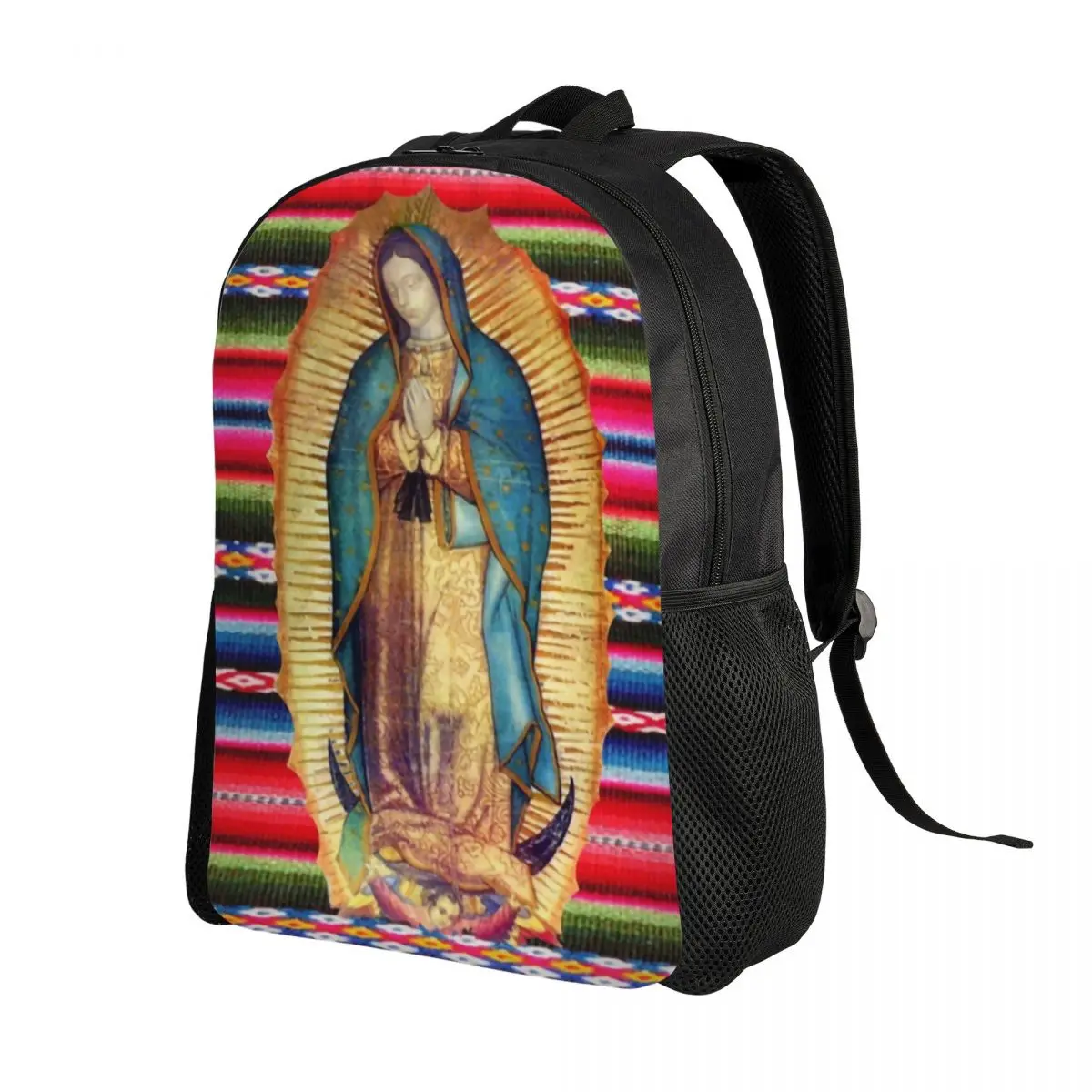 Customized Our Lady Of Guadalupe Virgen Maria Zarape Backpack Women Men Bookbag for School College Virgin Mary Catholic Bags