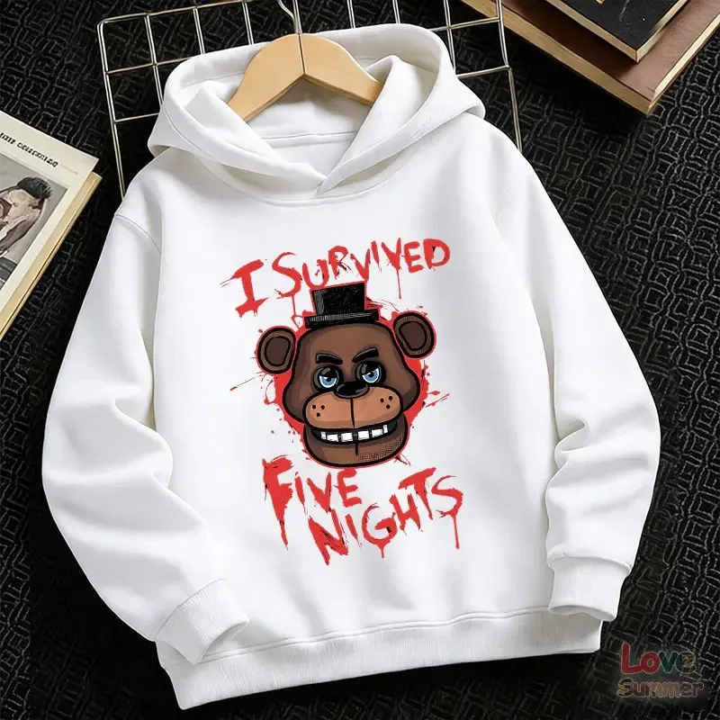 FNAF Freddy Bear Grafik-Kapuzenpullover – Gruseliges Blutstropfen-Design mit Zylinderhut, perfektes Geschenk für Gamer und Halloween – Detail 7