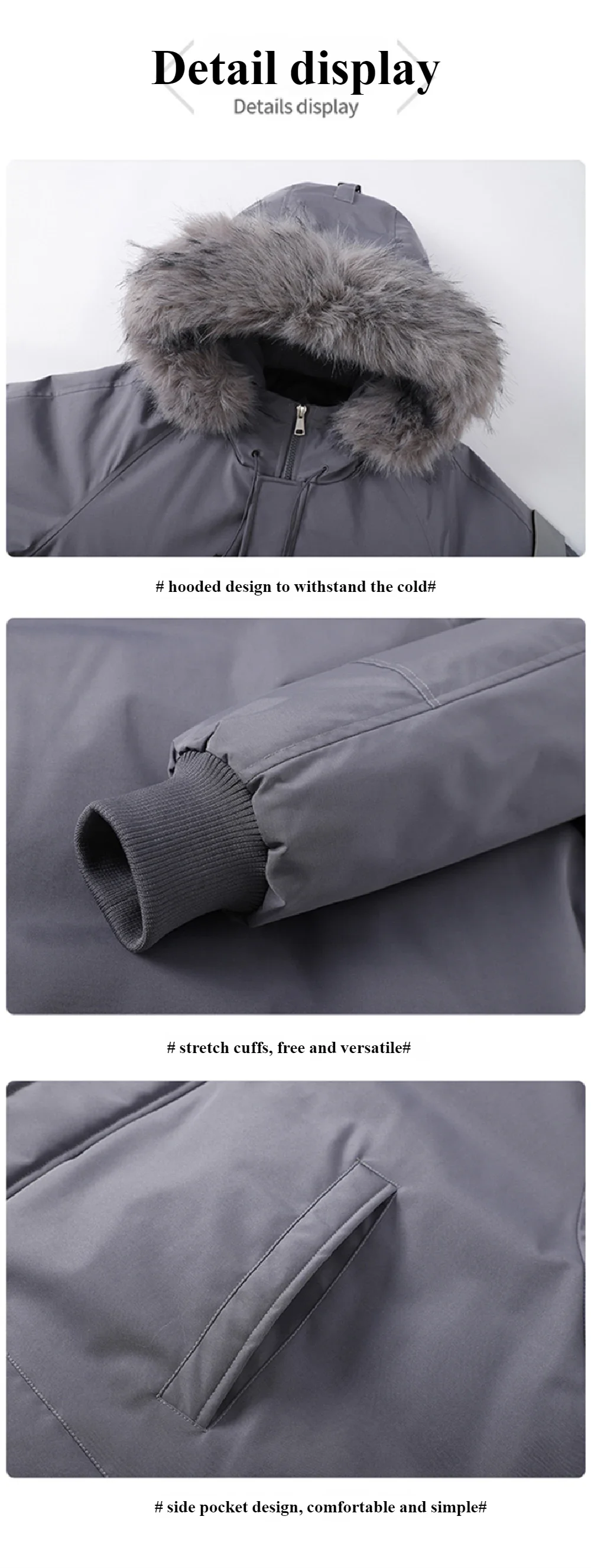 سترة مبطنة بالقطن على الطراز الأمريكي بياقة فرو، معطف سميك ودافئ من الجلد القطني مع غطاء محرك السيارة، معطف شتوي للرجال