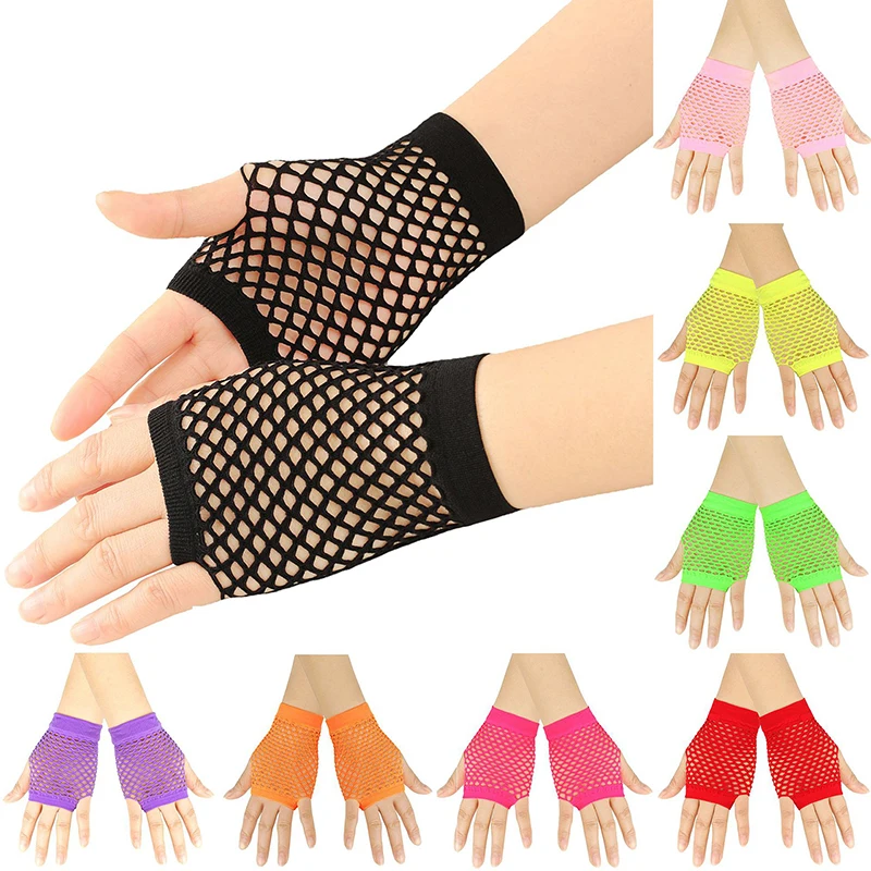 

New Women Short Hollow Fishnet Net Gloves Fingerless Mesh Gloves Punk Rock Fancy Night Club Party Gloves Elasticity Gloves