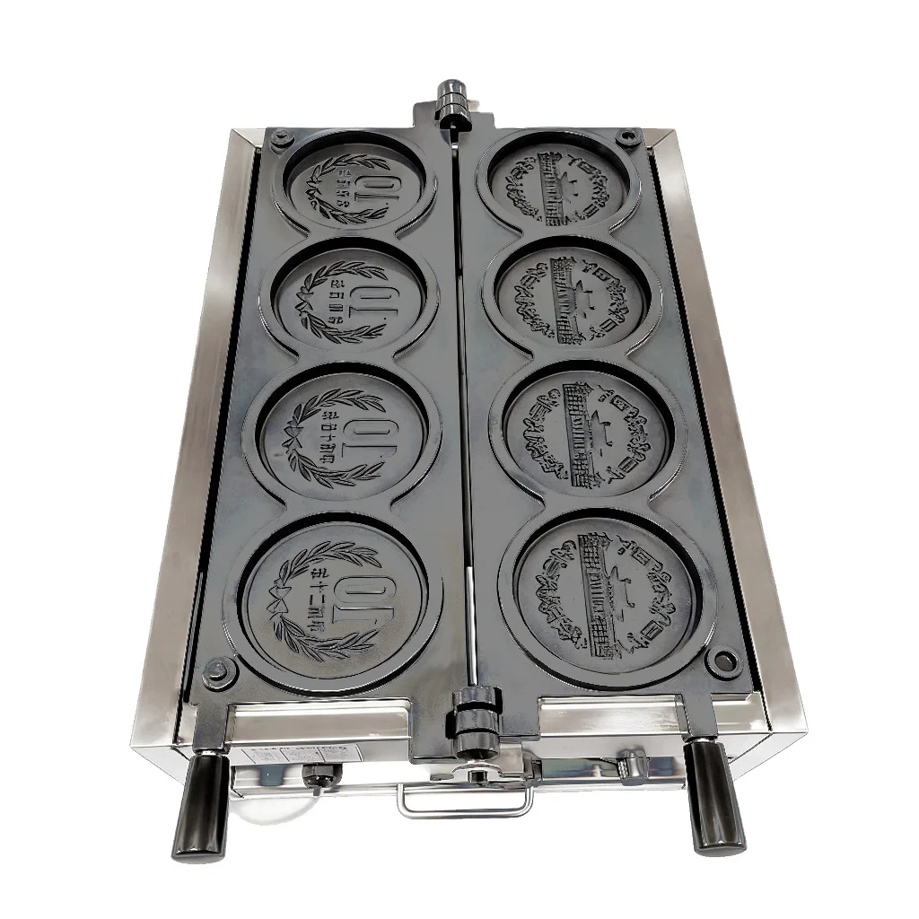 Electric Golden Coin Waffle Maker, Japanese Style 20th Heisei Era, Commercial Snack Machine, Non-Stick Plates, Easy to Use