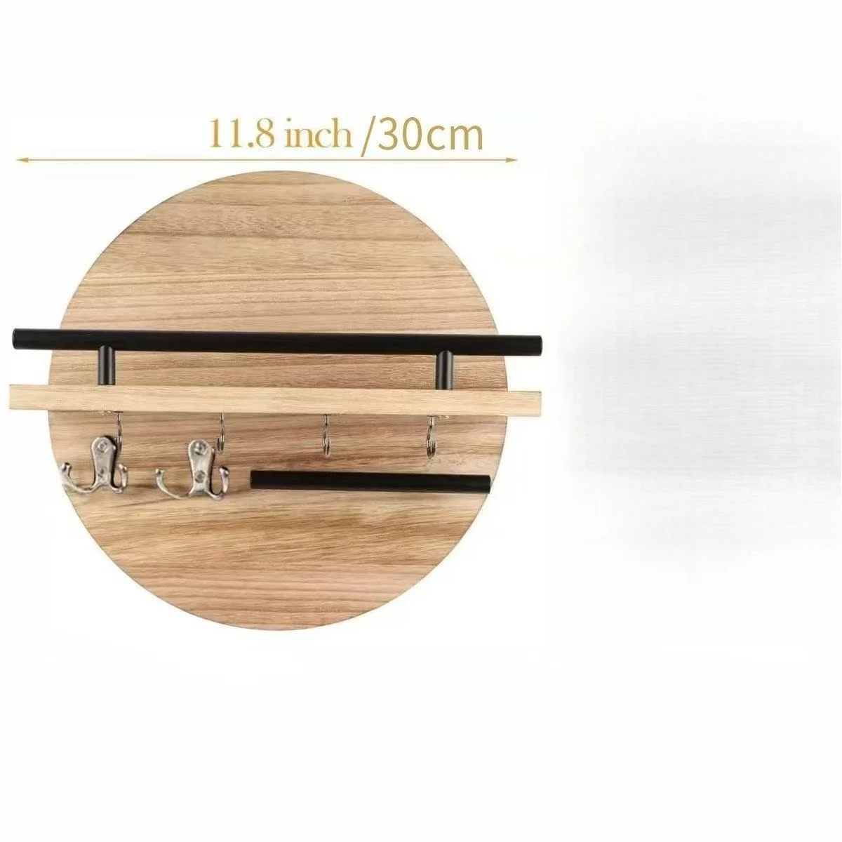 Wooden wall mounted utility rack vintage round background decoration living room entrance key sunglasses hanger