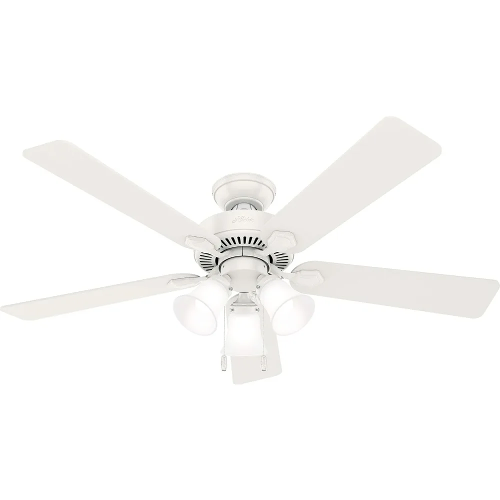 

Ceiling Fan, 52 Inch Fresh White Ceilings Fans with LED Light Kit and Pull Chain, Ceiling Fan