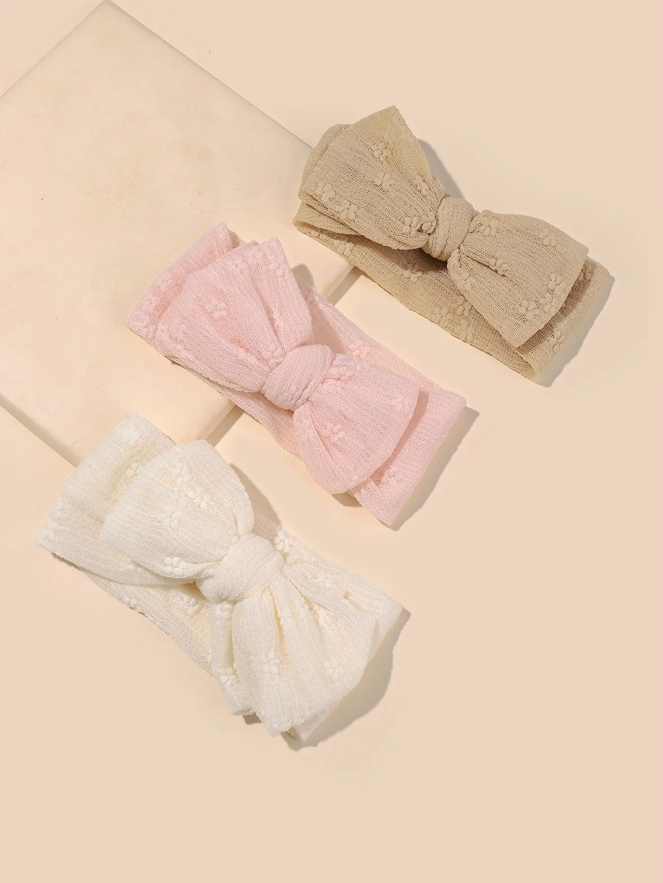 Baby Summer Breathable Baby Mesh Headbands Top Knot Double Bows Soft Turban Headwraps Girls Hair Accessories 3pcs/set