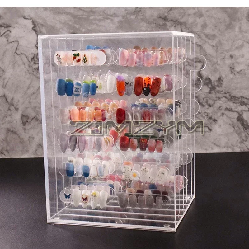 60Set Nail Display Board 5Layers Magnetic Nail Art Rack Dust-Proof Manicure Color Card Showing Shelf Wearing Armor Storage Box