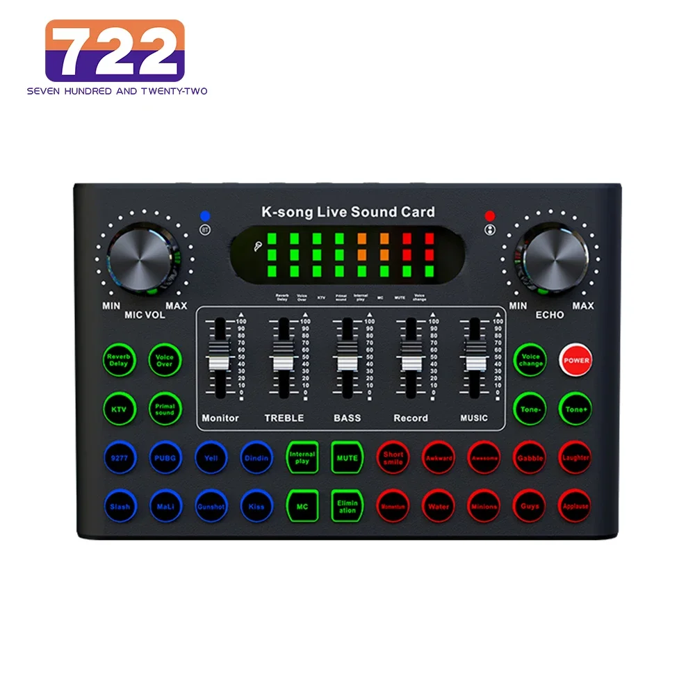 

F007C English Sound Card Gaming Microphone Quality External Computer Pc Mobile Phone Recording For Live Broadcast Mic Sound Card
