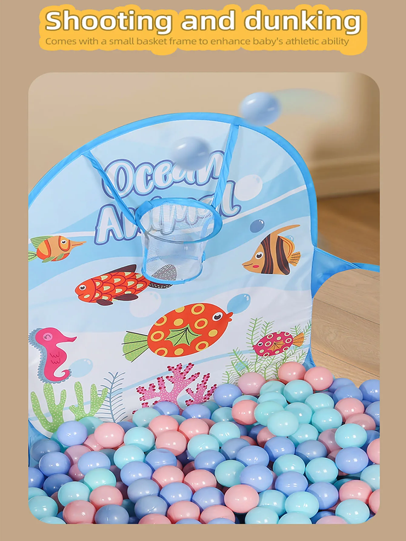 5 أنماط من حظائر الكرات للأطفال قابلة للطي مع حلقة كرة سلة، قابلة للتنفس للاستخدام الداخلي والخارجي للأطفال الصغار