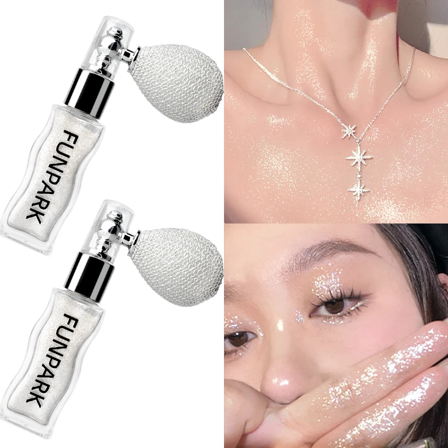 4 Colors 1PC Highlighter Powder Brightens The Whole Body Sparking Face Makeup Lasting Pearlescent White Brown Silver Cosmetics