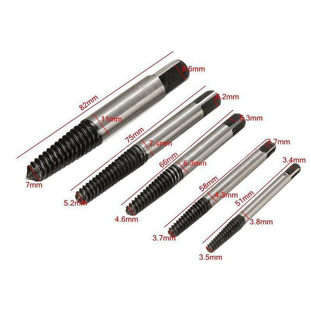 Juego de guías de brocas centrales para Extractor de tornillos, removedor de pernos rotos y dañados, velocidad de extracción, juego fácil, 5 uds.