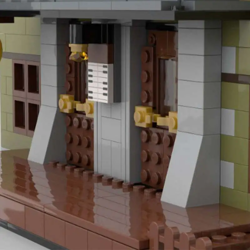 MOC-148766 De Groene Station Bouwstenen Stad Scène Architectuur Model DIY Creatieve Montage Bricks Speelgoed Kid's Puzzel Geschenken