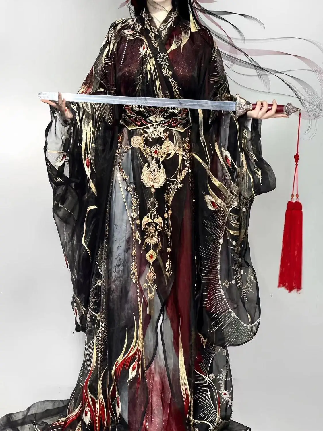 National Style Hanfu Dress Ceremony Show Han Style Xihe Hanfu Improved Warring States Robe Men And Women\'s Heavy Industry Hanfu