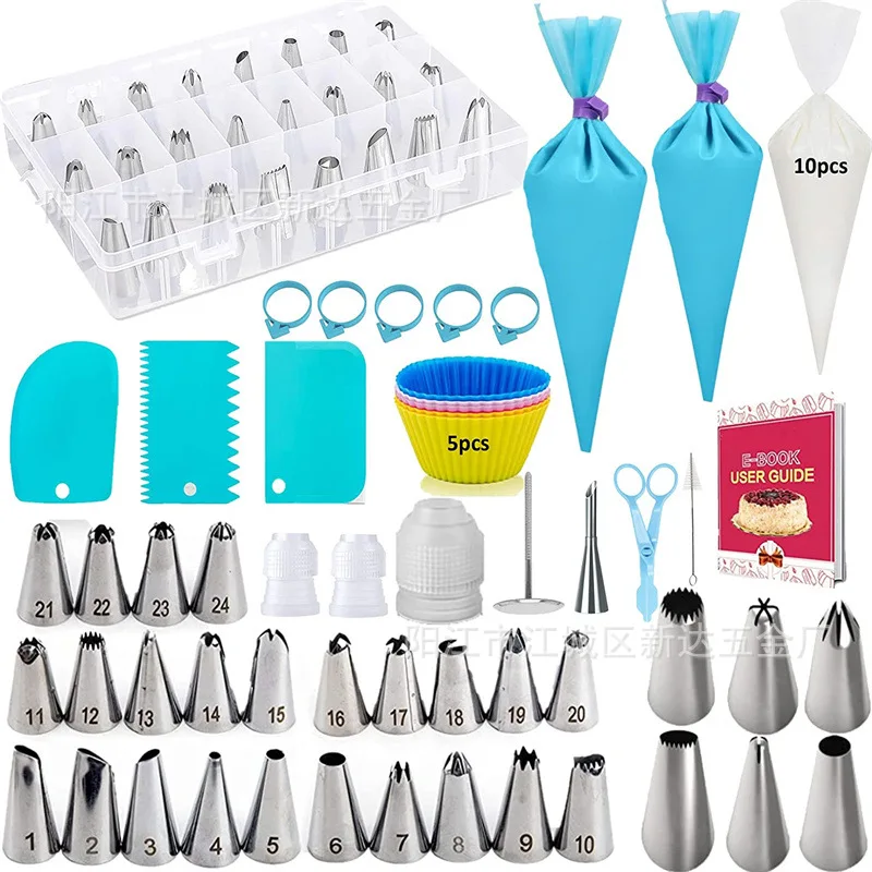 

63 pcs Piping Nozzle Set for Baking Cake Decorating Nozzle Piping Bag Muffin Cup Scraper Accessories Kitchen Tools Kit Cupcake