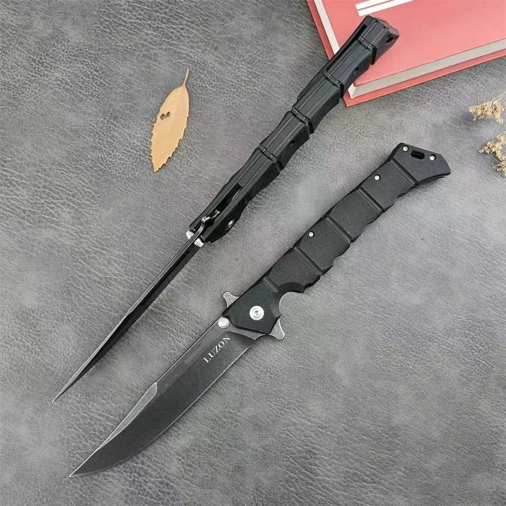 CD Luzon 6 Outdoor Pocket Folding Knife Stonewashed 440C Blade EDC Hunting Camping Self Defense Multi Tools Nylon Fiber Handle