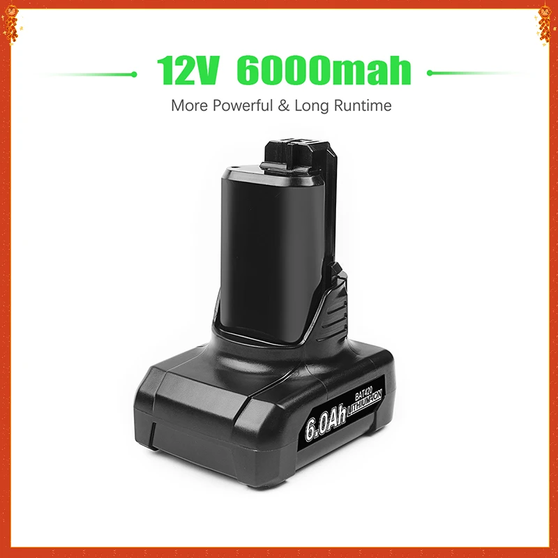 

For Bosch BAT420 12V 6.0Ah Li-ion Replacement Battery for Bosch BAT411 BAT412 BAT413 BAT414 10.8V Battery Cordless Power Tools