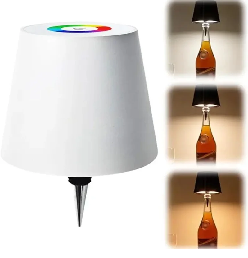 Wireless Bottle Lamp 3 Color Touch Control LED Wine Bottle Base Rechargeable Vases Led Light Bar Dining Lamp Holder Decor