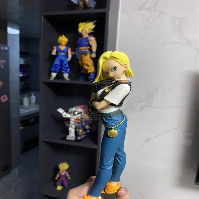 Authentic 25cm Dragon Ball Z Lazuli Android 18 Anime Statue Dbz Charming Lazuli Pvc Peripheral Toy Collection Dolls For Chidren