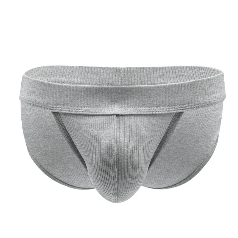 Men's Modal Ribbed High Cut Briefs Low Rise Sexy U Convex Pouch Underwear Gays Erotic High Fork Bulge Sports Underpants Knickers