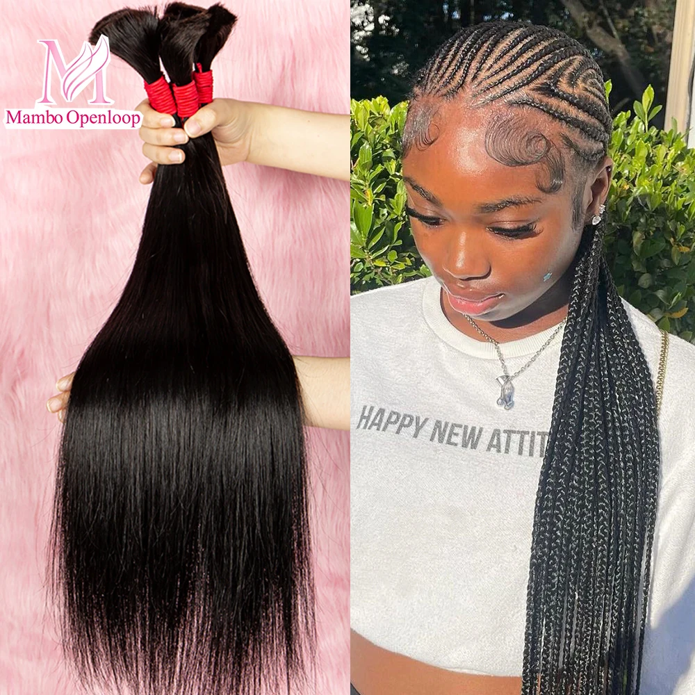 

Straight Bulk Hair for Fulani Braiding Human Hair No Weft Boho Braiding Hair Bulk Human Hair Extension for Butch Braids