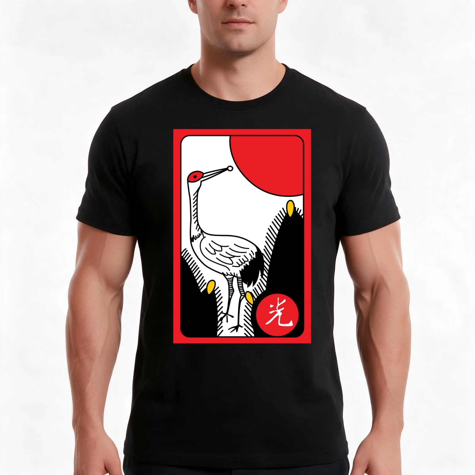 JANUARY CRANE T-Shirt, Summer Casual Cotton Tee, Oversized Streetwear Tops, Vintage Graphic Print, Loose Fit Short Sleeve