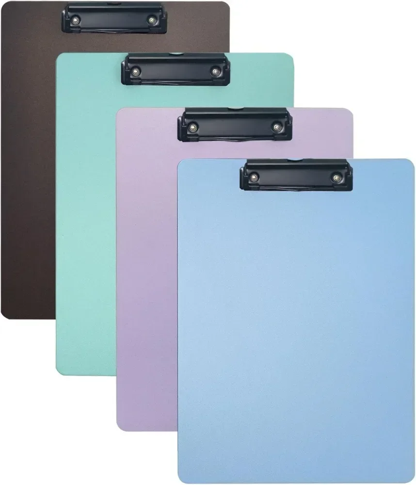 

4 packs of plastic clipboards, various colors of clipboards, low profile clips, students, teachers, doctors
