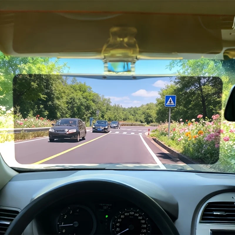 

Day & Night Car Sun Visor, 2-in-1 Anti-glare Polarized Windshield Sunshade, UV Protection, Sturdy ABS, Easy Clip-on