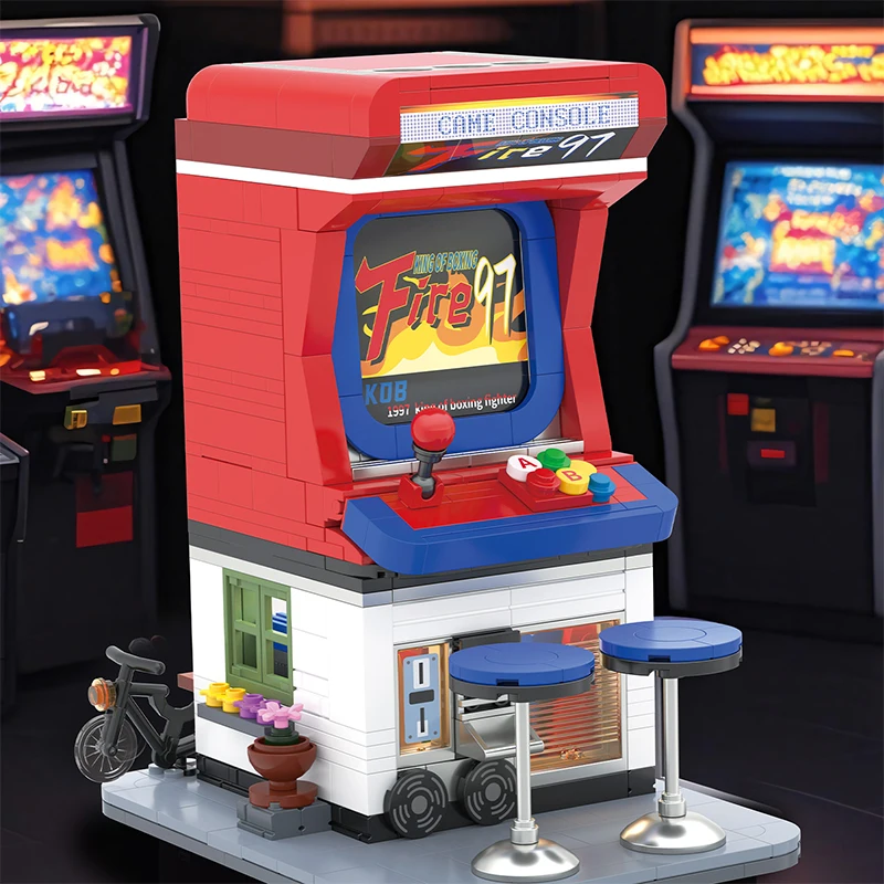 クリエイティブレトロボクシングファイティングアーケードビルディングブロックモデル、MOCストリートゲームコンソールミニ粒子アセンブリおもちゃ、男の子へのギフト用