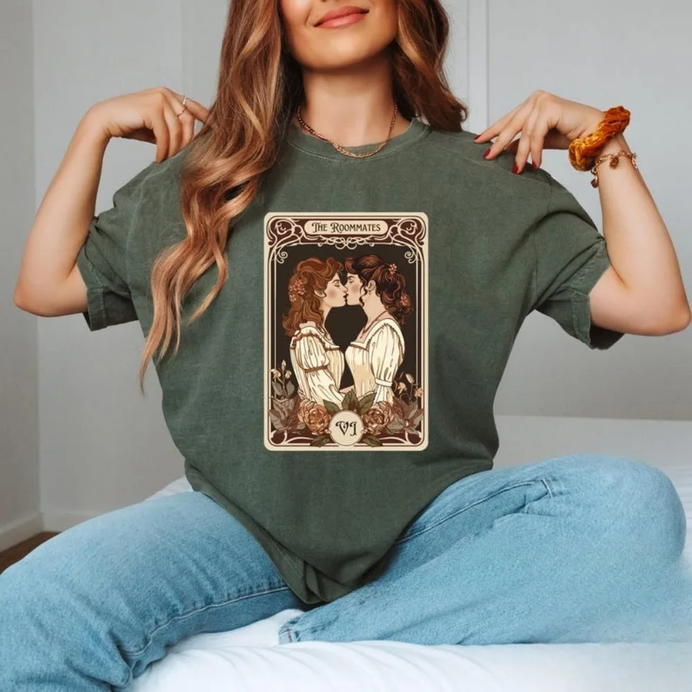 The Star The Moon Lesbian Women T-shirt Lesbian Pride Shirt Lesbian Rights Crewneck LGBTQ Support Gift Aesthetic Clothes