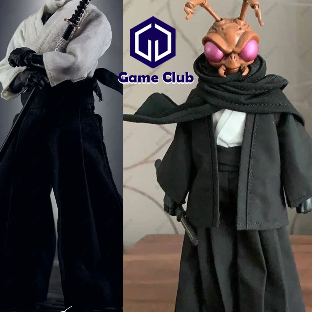 1/12 Male Soldier Japanese Samurai Kimono Clothes Set Robe Shirt Pleated Pants Scarf Suit for 6in SHF MEZCO 3ATOYS Action Figure