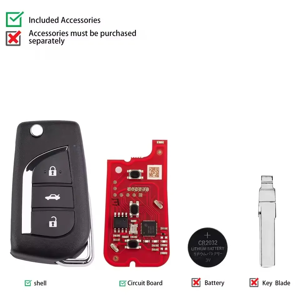 1/2 pces xhorse xkto20en 2a geração chave remota com fio 3 botões chave remota universal substituída xkto00en para ferramentas vvdi