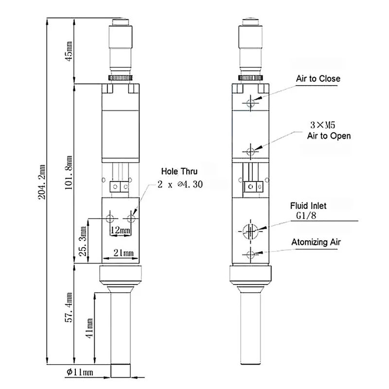 High Frequency Glue Dispensing Pneumatic Spray Valve dispensing head Round / sector Atomizing valve for spraying machine
