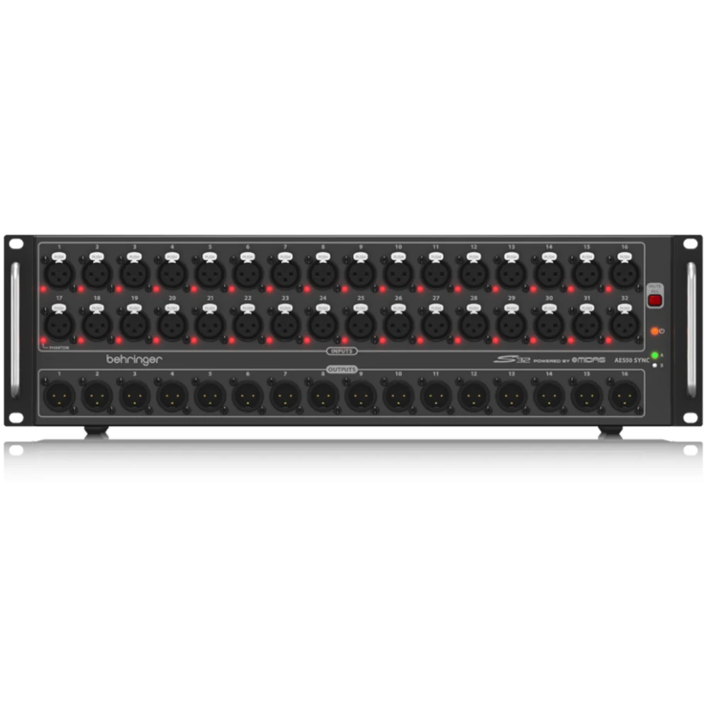 Behringer S32 32-input / 16-output Digital Stage Box with Remote-controllable Midas-designed Mic Pres, AES50 Network Port