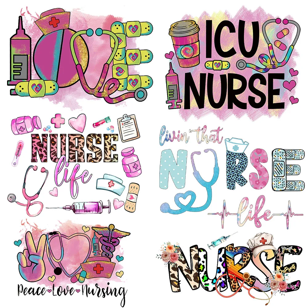 Nurse Life Stickers for Clothes Iron on Transfers Heat Transfers Stickers Patches on Jackets T-shirts Iron on Patches Appliques