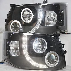 For TOYOTA HIACE H200 LED Angel Eyes Head Light Black Housing 2010-2014 Year