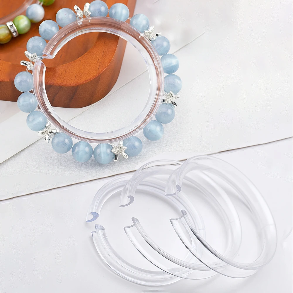 5Pcs 5mm Beaded Bracelet Display Stand Clear Acrylic Jewelry Holder Transparent Round Bangle Rack Organizer Display Shelves